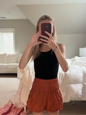Rust Orange Ruffle Shorts